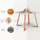 Ver imagem 3 de Mesa de Jantar de Aço 80x80 Reforçada Industrial Nantes - Cobre/off White