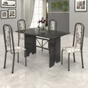 Ver imagem 1 de Conjunto de Mesa Tampo Ardósia 120x75cm com 4 Cadeiras Lavínea Preto/Martelado Prata/Ardosia Indiano/Arabesco