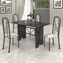 Conjunto de Mesa Tampo Ardósia 120x75cm com 4 Cadeiras Lavínea  - 1