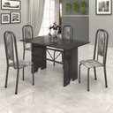 Ver imagem 1 de Conjunto de Mesa Tampo Ardósia 120x75cm com 4 Cadeiras Lavínea Preto/Martelado Prata/Ardosia Indiano/Paraopeba