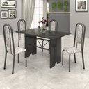Ver imagem 1 de Conjunto de Mesa 120x75cm Tampo Ardósia com 4 Cadeiras Lavínea Preto/Martelado Prata/Botanic Bege