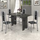 Ver imagem 1 de Conjunto de Mesa Tampo Ardósia 120x75cm com 4 Cadeiras Lavínea Preto/Martelado Perola/Ardosia Indiano/Floral