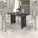 Ver imagem 1 de Conjunto de Mesa 120x75cm Tampo Ardósia com 4 Cadeiras Lavínea Preto/Martelado Pérola/Arabesco