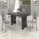 Ver imagem 1 de Conjunto de Mesa 120x75cm Tampo Ardósia com 4 Cadeiras Lavínea Preto/Martelado Pérola/Paraopeba