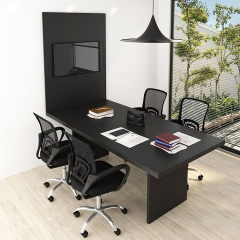 Painel Escritório Reunião para Tv até 37'' 100x136cm Pa2916 Preto