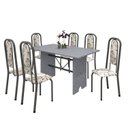 Ver imagem 2 de Conjunto de Mesa 140x75cm Tampo Granito com 6 Cadeiras Lavínea 