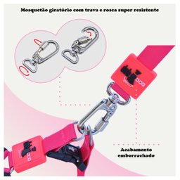 Coleira Cachorros com Guia Pink M Style - 2