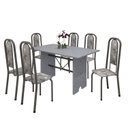 Ver imagem 2 de Conjunto de Mesa 140x75cm Tampo Granito com 6 Cadeiras Lavínea Cinza/Martelado Prata/Ocre/Paraopeba