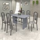 Ver imagem 1 de Conjunto de Mesa 140x75cm Tampo Granito com 6 Cadeiras Lavínea Cinza/Martelado Prata/Ocre/Paraopeba