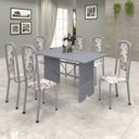 Ver imagem 1 de Conjunto de Mesa 140x75cm Tampo Granito com 6 Cadeiras Lavínea Cinza/Martelado Pérola/Ocre/Arabesco