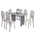 Ver imagem 2 de Conjunto de Mesa 140x75cm Tampo Granito com 6 Cadeiras Lavínea Cinza/Martelado Pérola/Ocre/Arabesco