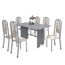 Conjunto de Mesa 140x75cm Tampo Granito com 6 Cadeiras Lavínea  - 2