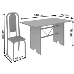 Conjunto de Mesa 140x75cm Tampo Granito com 6 Cadeiras Lavínea  - 3