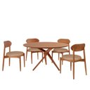 Ver imagem 2 de Conjunto Sala de Jantar Mesa 135cm Tampo Redondo Laminado e 4 Cadeiras Hope Marrom/Palha/Imbuia