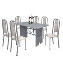 Ver imagem 2 de Conjunto de Mesa 140x75cm Tampo Granito com 6 Cadeiras Lavínea Cinza/Martelado Pérola/Ocre/Botanic Bege