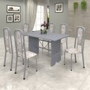 Ver imagem 1 de Conjunto de Mesa 140x75cm Tampo Granito com 6 Cadeiras Lavínea Cinza/Martelado Pérola/Ocre/Botanic Bege