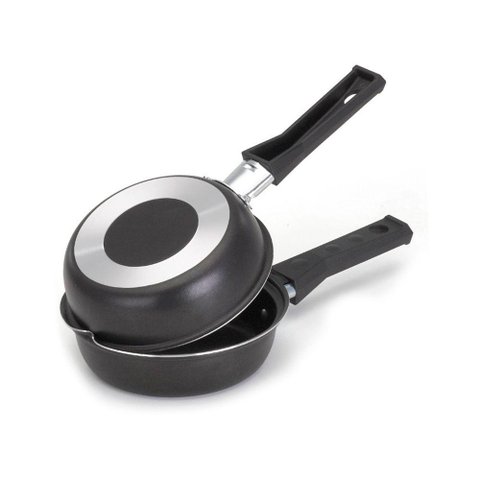 Frigideira Dupla Hamburgueira e Omeleteira Antiaderente 14 Cm Preto