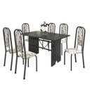 Ver imagem 2 de Conjunto de Mesa 140x75cm Tampo Ardósia com 6 Cadeiras Lavínea Preto/Martelado Prata/Arabesco