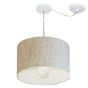 Ver imagem 1 de Lustre Pendente Cilíndrico com Desvio Md-4226 Cúpula em Tecido 40x25cm Rustico Bege - Bivolt