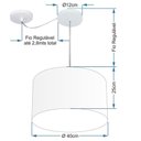 Ver imagem 2 de Lustre Pendente Cilíndrico com Desvio Md-4226 Cúpula em Tecido 40x25cm Rustico Bege - Bivolt