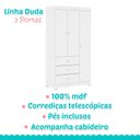 Ver imagem 5 de Berço Nacional Doce Sonho 3540 com Guarda Roupa Duda 3 Portas Branco Brilho – Phoenix Baby