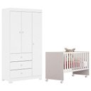 Ver imagem 1 de Berço Nacional Doce Sonho 3540 com Guarda Roupa Duda 3 Portas Branco Brilho – Phoenix Baby