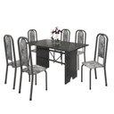 Ver imagem 2 de Conjunto de Mesa 140x75cm Tampo Ardósia com 6 Cadeiras Lavínea Preto/Martelado Prata/Paraopeba