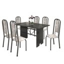 Ver imagem 2 de Conjunto de Mesa 140x75cm Tampo Ardósia com 6 Cadeiras Lavínea Preto/Martelado Prata/Botanic Bege
