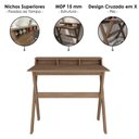 Ver imagem 4 de Mesa Escrivaninha Escritorio 3 Nichos 90 cm Nogal Artany