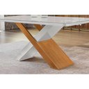 Ver mais imagens de Conjunto: Mesa Sala Jantar Imperatriz Tampo Madeirado C/ Vidro Curvo 180x90 e 6 Cadeiras Amsterdã