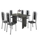 Ver imagem 2 de Conjunto de Mesa 140x75cm Tampo Ardósia com 6 Cadeiras Lavínea Preto/Martelado Pérola/Floral