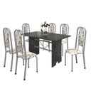 Ver imagem 2 de Conjunto de Mesa 140x75cm Tampo Ardósia com 6 Cadeiras Lavínea Preto/Martelado Pérola/Arabesco