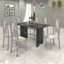 Ver imagem 1 de Conjunto de Mesa 140x75cm Tampo Ardósia com 6 Cadeiras Lavínea Preto/Martelado Pérola/Arabesco