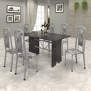 Ver imagem 1 de Conjunto de Mesa 140x75cm Tampo Ardósia com 6 Cadeiras Lavínea Preto/Martelado Pérola/Paraopeba