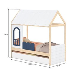 Conjunto Bicama Reversível Casinha com Telhado, Led, Janela e Grade Frontal New Garden Casatema - 4