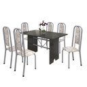 Ver imagem 2 de Conjunto de Mesa 140x75cm Tampo Ardósia com 6 Cadeiras Lavínea Preto/Martelado Pérola/Botanic Bege