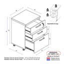 Ver imagem 4 de Gaveteiro de Escritório 46cm com Chave 3 Gavetas e Rodízios Multimóveis CR25302 