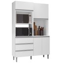 Ver imagem 2 de Armário de Cozinha Compacta 120cm 4 Portas Livia Branco - Ajl Móveis