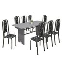 Ver imagem 2 de Conjunto de Mesa 180x75cm Tampo Granito com 8 Cadeiras Lavínea Cinza/Martelado Prata/Ocre/Preto Floral