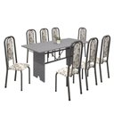 Ver imagem 2 de Conjunto de Mesa 180x75cm Tampo Granito com 8 Cadeiras Lavínea Cinza/Martelado Prata/Ocre/Arabesco