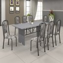 Ver imagem 1 de Conjunto de Mesa 180x75cm Tampo Granito com 8 Cadeiras Lavínea Cinza/Martelado Prata/Ocre/Paraopeba