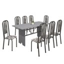 Ver imagem 2 de Conjunto de Mesa 180x75cm Tampo Granito com 8 Cadeiras Lavínea Cinza/Martelado Prata/Ocre/Paraopeba