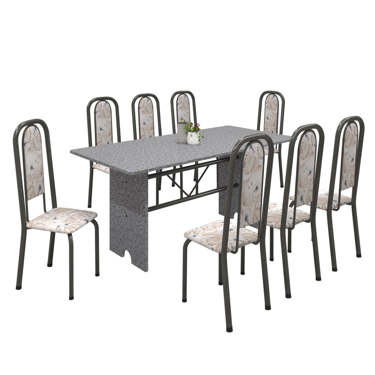 Conjunto de Mesa 180x75cm Tampo Granito com 8 Cadeiras Lavínea  - 2