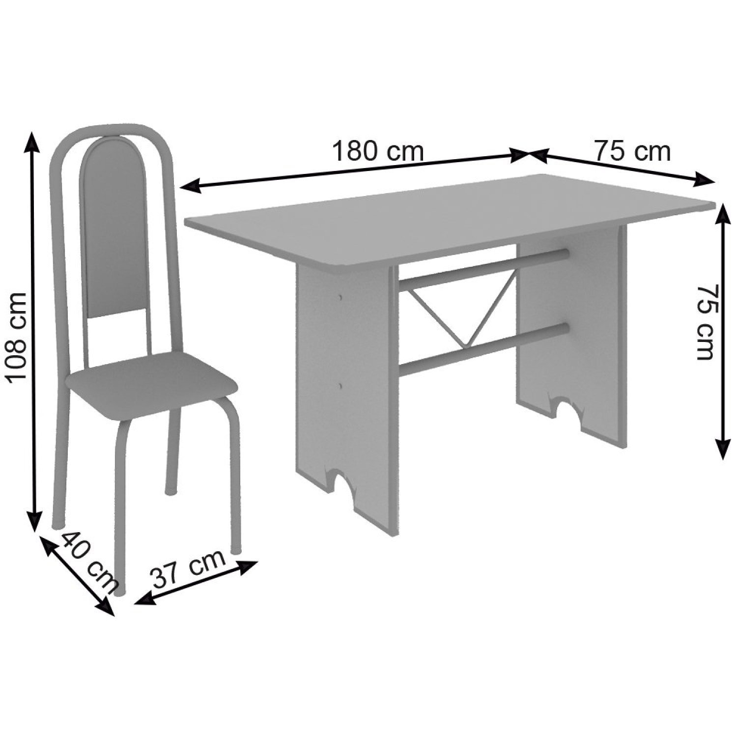 Conjunto de Mesa 180x75cm Tampo Granito com 8 Cadeiras Lavínea  - 3