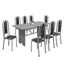 Ver imagem 2 de Conjunto de Mesa 180x75cm Tampo Granito com 8 Cadeiras Lavínea Cinza/Martelado Pérola/Ocre/Preto Floral