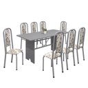 Ver imagem 2 de Conjunto de Mesa 180x75cm Tampo Granito com 8 Cadeiras Lavínea Cinza/Martelado Pérola/Ocre/Arabesco