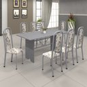 Ver imagem 1 de Conjunto de Mesa 180x75cm Tampo Granito com 8 Cadeiras Lavínea Cinza/Martelado Pérola/Ocre/Arabesco
