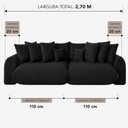 Ver imagem 4 de Sofá Retrátil 5 Lugares Veludo Armani 2,70 Mts Preto