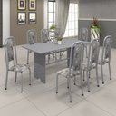 Ver imagem 1 de Conjunto de Mesa 180x75cm Tampo Granito com 8 Cadeiras Lavínea Cinza/Martelado Pérola/Ocre/Paraopeba