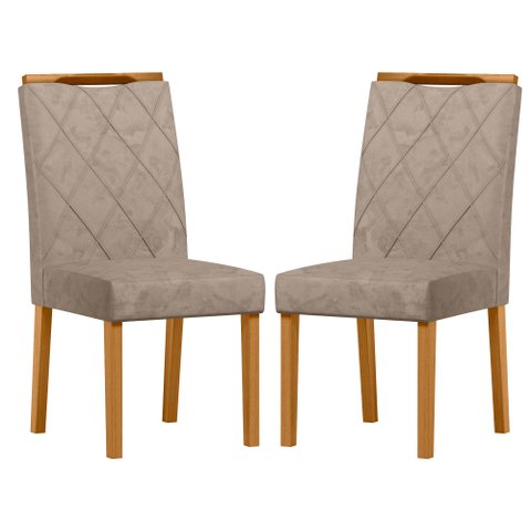 Conjunto com 2 Cadeiras de Jantar Estofada Sarah Ypê/camursa Marrom Lux - New Ceval 13056/311